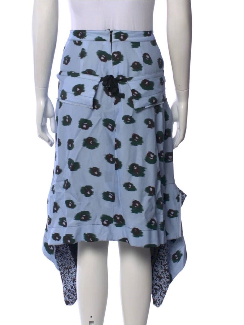 EUC Proenza Schouler Blue Silk Abstract Print Draped Handkerchief Skirt US 10